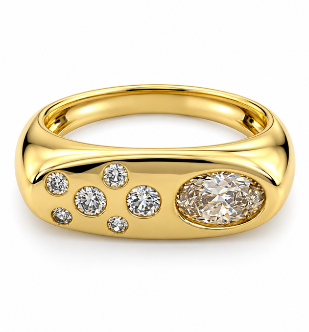 14KT GOLD OVAL DIAMOND RING