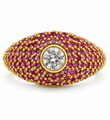 14KT yellow gold pink sapphire and diamond ring