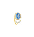 14KT YELLOW GOLD BLUE SAPPHIRE AND DIAMONDS RING
