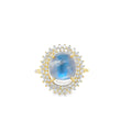 14KT YELLOW GOLD RAINBOW MOONSTONE AND DIAMONDS RING (Copy)