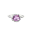 14KT WHITE GOLD PINK SAPPHIRE RING WITH DIAMONDS