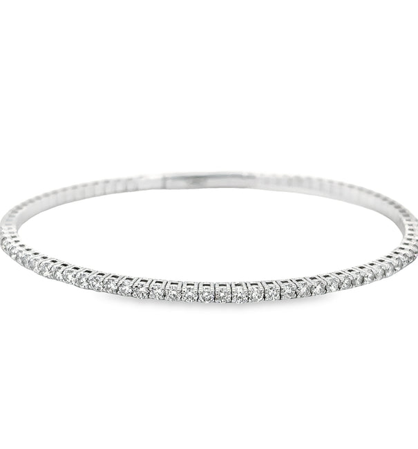 14KT ITALIAN GOLD HALF DIAMOND FLEXIBLE BANGLE