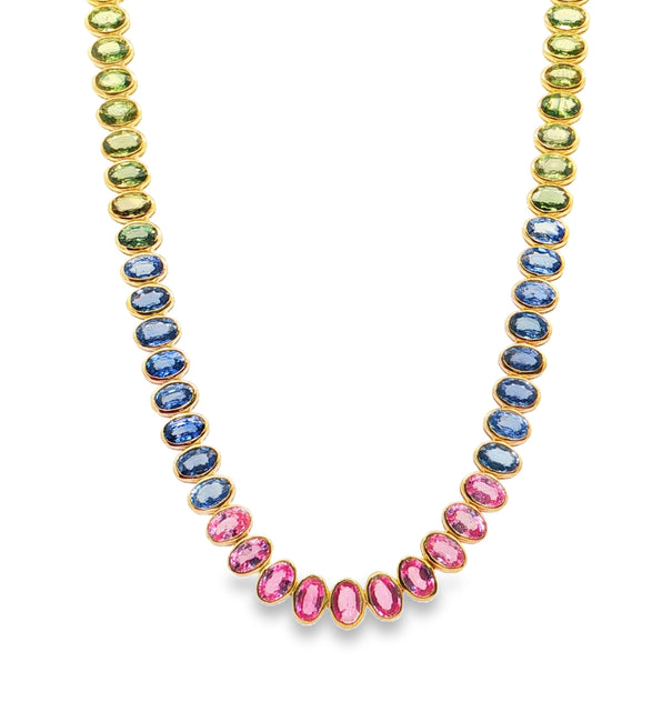 14KT GOLD MULTI SAPPHIRE NECKLACE