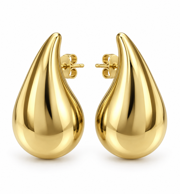 14KT YELLOW GOLD SCULPTED TEARDROP EARRINGS