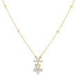 14KT YELLOW GOLD DIAMOND FLOWER PENDANT NECKLACE