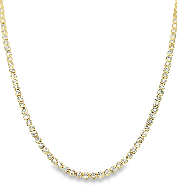 14KT GOLD DIAMOND BEZEL TENNIS NECKLACE (3.00 CTS)