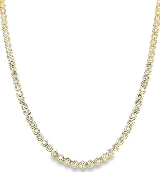 14KT YELLOW GOLD DIAMOND BEZEL TENNIS NECKLACE