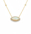 14KT YELLOW GOLD MARQUISE SHAPE OPAL AND DIAMONDS NECKLACE