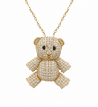 14KT YELLOW GOLD DIAMOND TEDDY BEAR PENDANT