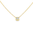 14KT YELLOW GOLD BAGUETTE BEZELED DIAMOND PENDANT NECKLACE