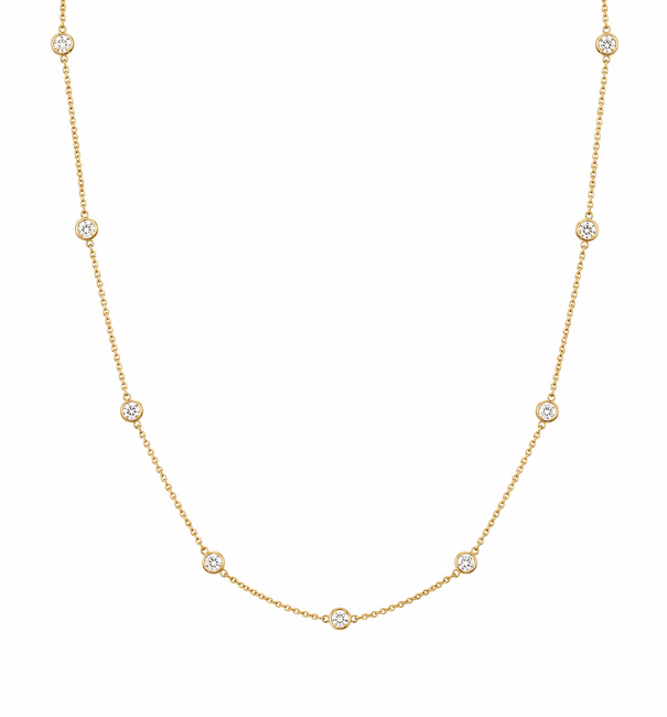 14KT GOLD DIAMOND STATION NECKLACE (1.00 CTS)