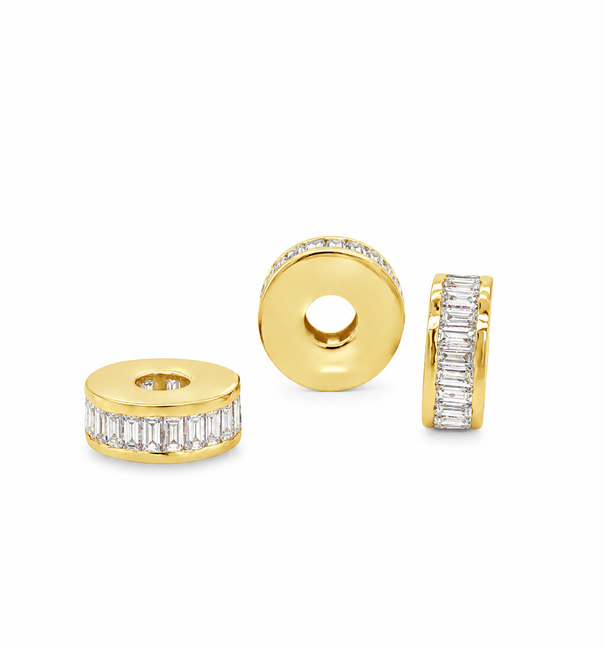 14KT GOLD DIAMOND BAGUETTE RONDELLES