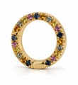 14KT YELLOW GOLD MULTI SAPPHIRE ROUND LOCK