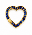 14KT YELLOW GOLD HEART SHAPE BLUE SAPPHIRE PUSH LOCK