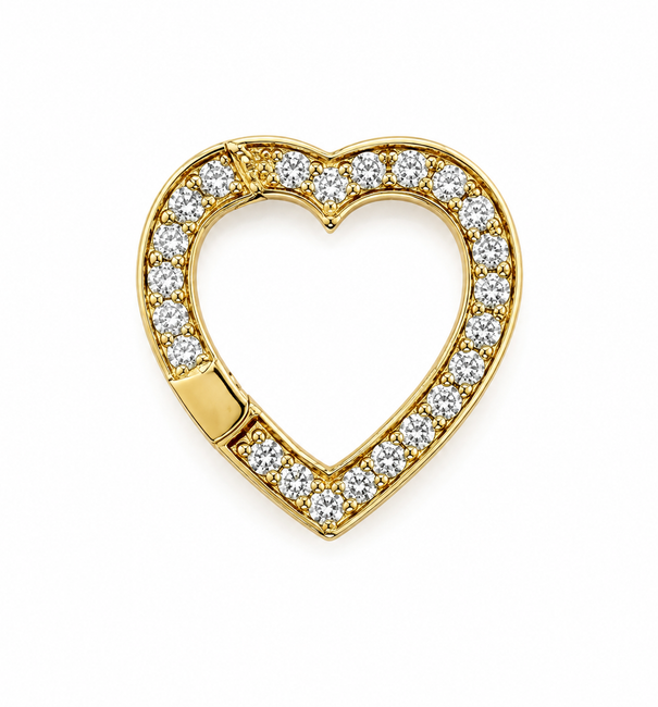 14KT YELLOW GOLD HEART SHAPE DIAMOND PUSH LOCK