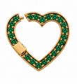 14KT YELLOW GOLD HEART SHAPE EMERALD PUSH LOCK