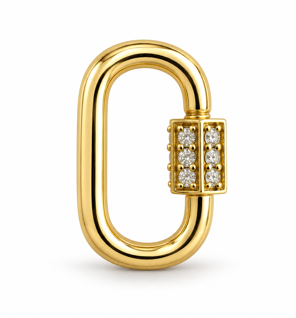 14KT GOLD DIAMONDS CARABINER LOCK PENDANT
