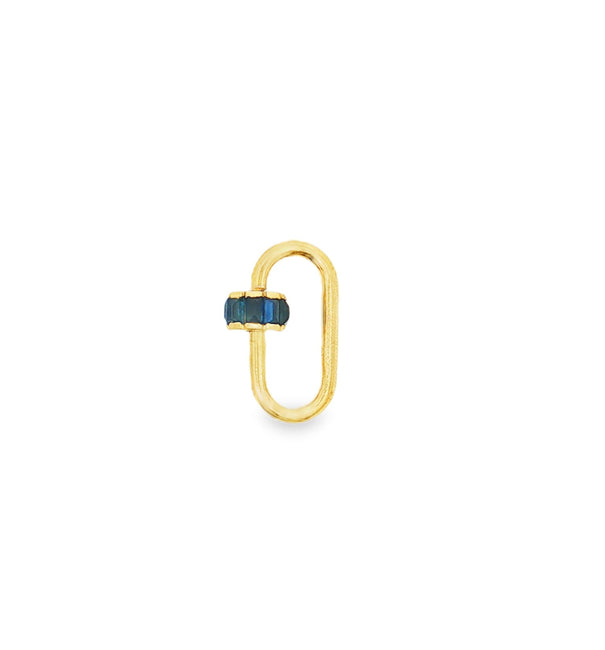 14KT YELLOW GOLD BLUE SAPPHIRE CARABINER LOCK PENDANT