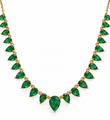 14KT YELLOW GOLD PEAR SHAPE EMERALD NECKLACE