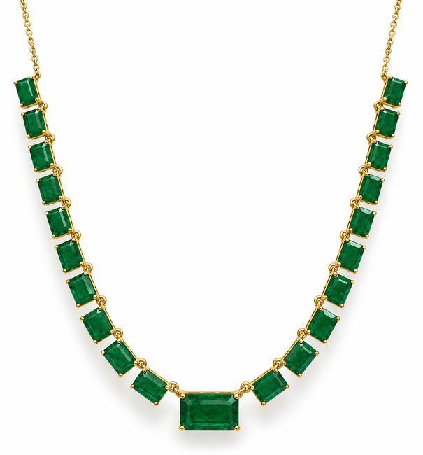 14KT YELLOW GOLD EMERALD NECKLACE