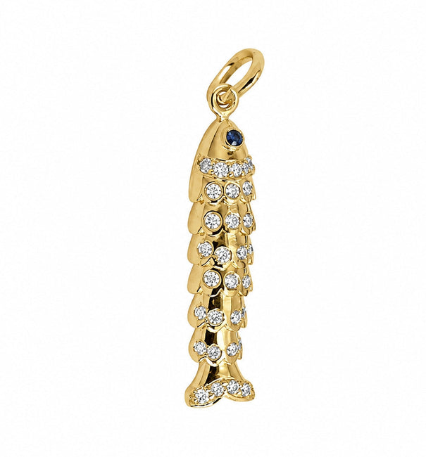 14KT GOLD DIAMOND FISH SHAPE PENDANT