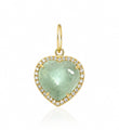 14KT GOLD DIAMONDS AND FLUORITE HEART SHAPE PENDANT