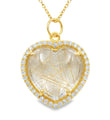 14KT GOLD DIAMONDS AND GOLDEN RUTILATE HEART SHAPE PENDANT