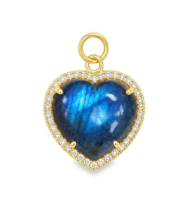 14KT GOLD DIAMONDS AND LABRADORITE HEART SHAPE PENDANT