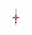 14KT WHITE GOLD RUBY AND DIAMOND CROSS PENDANT