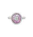 14KT WHITE GOLD PINK SAPPHIRE AND DIAMONDS RING