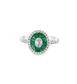 14KT WHITE GOLD EMERALD AND DIAMONDS OVAL RING