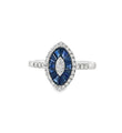 14KT WHITE GOLD BLUE SAPPHIRE AND DIAMONDS RING