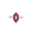 14KT WHITE GOLD RUBY AND DIAMONDS MARQUISE RING