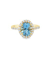 14KT GOLD AQUAMARINE AND DIAMONDS RING