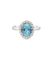 14KT WHITE GOLD AQUAMARINE AND DIAMONDS RING