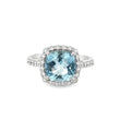 14KT WHITE GOLD AQUAMARINE AND DIAMONDS RING