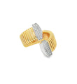 14KT YELLOW GOLD DIAMOND OPEN BYPASS RING