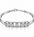 14KT WHITE GOLD MOVING DIAMOND BEZEL BANGLE BRACELET