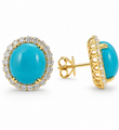 14KT GOLD TURQUOISE DIAMOND EARRINGS