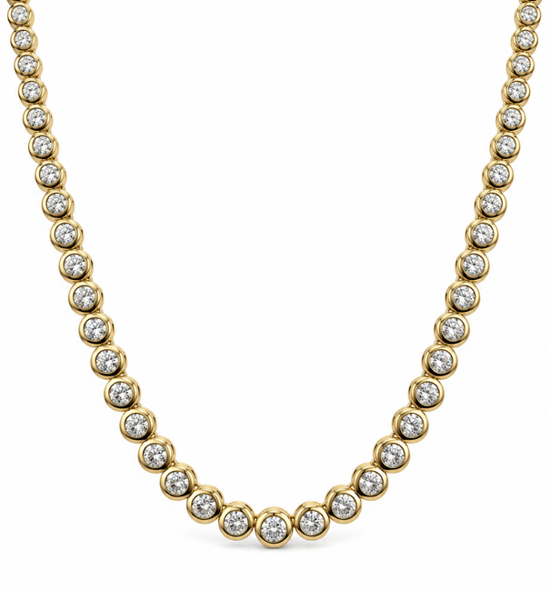 14KT GOLD DIAMOND BEZEL GRADUATED TENNIS NECKLACE