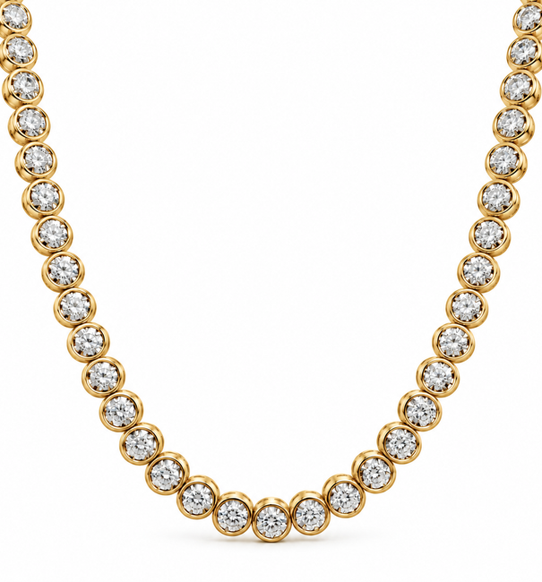 14KT GOLD DIAMOND BEZEL TENNIS NECKLACE