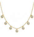 14KT GOLD DIAMOND BEZEL STATION DANGLE NECKLACE