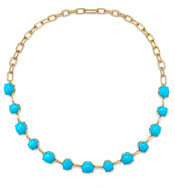 14KT GOLD TURQUOISE DIAMOND NECKLACE
