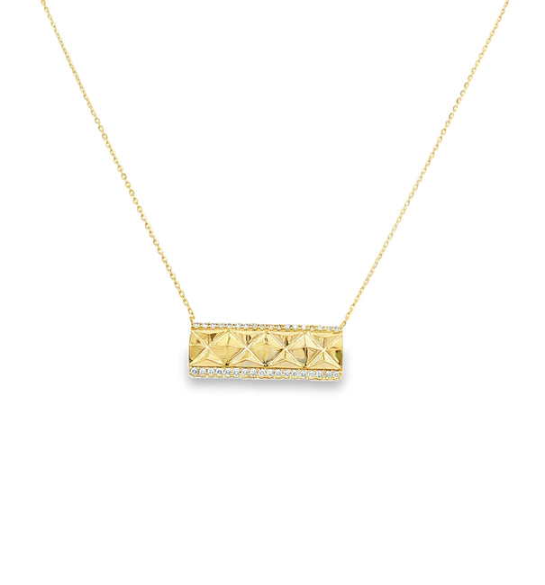 14KT YELLOW GOLD DIAMOND BAR NECKLACE