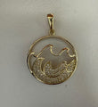 14KT YELLOW GOLD DIAMOND OCEAN WAVE PENDANT
