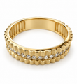 14KT YELLOW GOLD DIAMOND FLUTED EDGE BAND RING
