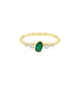 14KT YELLOW GOLD EMERALD AND DIAMOND RING