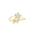 14KT YELLOW GOLD DIAMOND FLOWER RING