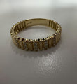 14KT YELLOW GOLD DIAMOND FLUTED STATION BAND RING