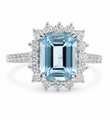 14KT GOLD AQUAMARINE DIAMOND RING